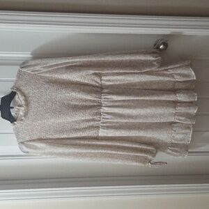 Altar'd State Tan And White Floral Ruffle Dress